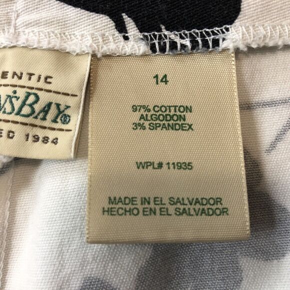 St Johns Bay Capri Pants Women 14 White Black Floral Cotton Stretch Ankle Crop - Picture 6 of 12